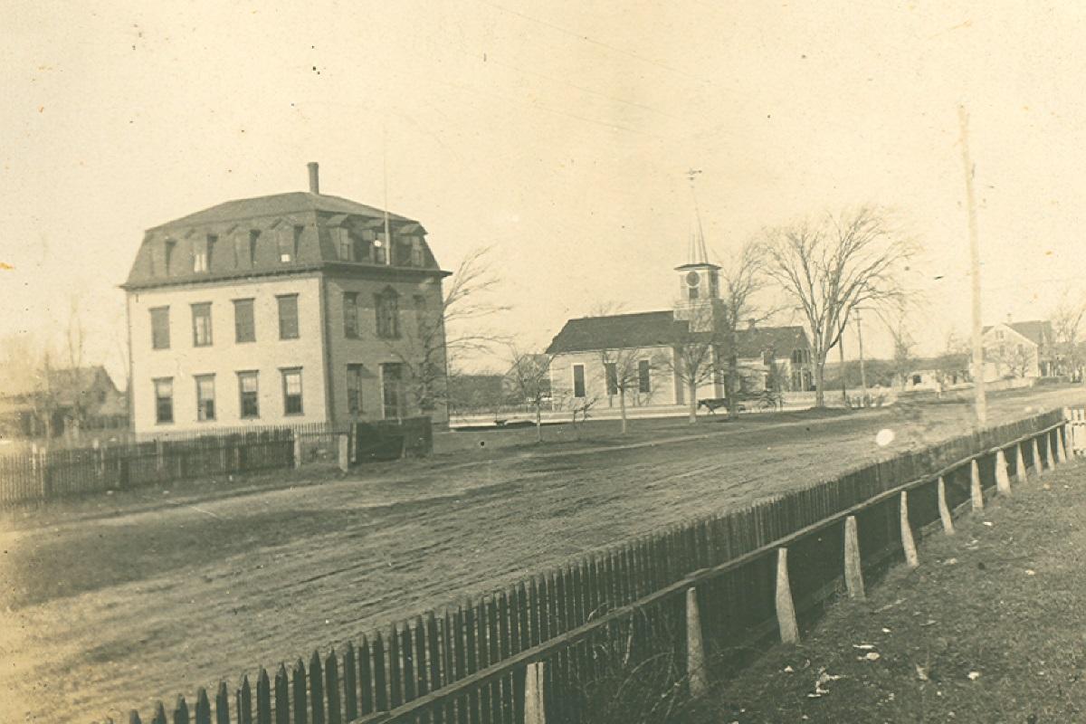 The old Town Hall building probably when it was known as the Dukes County Academy School